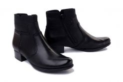 RIEKER 78653-00 black, botki damskie. Czarne botki Rieker, na zimę, bez wzorów, bez obcasa, na obcasie, bez zapięcia. Za 379.90 zł.