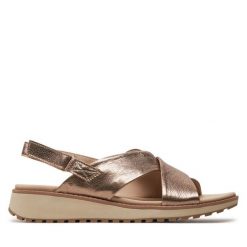 Sandały Caprice. Brązowe sandały Caprice, bez wzorów, bez obcasa, na płaskiej podeszwie, bez zapięcia. Za 229.99 zł.