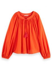 Scotch & Soda Bluzka w kolorze czerwonym rozmiar: 38. Czerwone bluzki Scotch & Soda, bez wzorów, z bawełny, bez kołnierzyka, bez ramiączek. Za 197.63 zł.