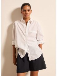 STEFANEL Koszula w kolorze kremowym rozmiar: L. Brązowe koszule Stefanel, l, bez wzorów, z bawełny, bez kołnierzyka, bez ramiączek. Za 165.99 zł.