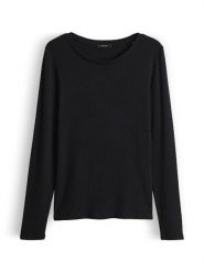 OPUS Koszulka "Sulikko" w kolorze czarnym rozmiar: 42. Czarne bluzki Opus, bez wzorów, prążkowane, bez kołnierzyka, bez ramiączek. Za 95.99 zł.