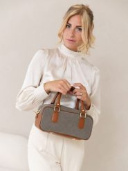 Lia Biassoni Skórzana torebka "Folgorida" w kolorze szaro-karmelowym - 27 x 12 x 12 cm rozmiar: onesize. Szare torby na ramię Lia Biassoni, bez wzorów, z materiału, przez ramię, bez dodatków. Za 217.99 zł.