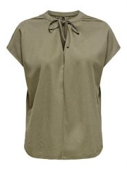 ONLY Bluzka "Jany" w kolorze khaki rozmiar: XS. Brązowe bluzki Only, xs, bez wzorów, bez kołnierzyka, bez ramiączek. Za 43.99 zł.