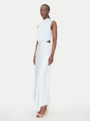 BARDOT Sukienka wieczorowa 59868DB Błękitny Regular Fit. Niebieskie sukienki Bardot, bez wzorów, z syntetyku, wizytowe, bez kołnierzyka, bez ramiączek. Za 349.99 zł.