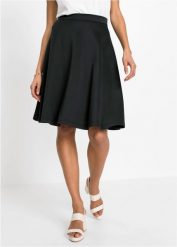 Spódnica z miękkiego materiału scuba. Czarne spódnice bonprix, bez wzorów, midi. Za 132.99 zł.