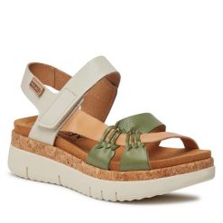 Sandały Pikolinos. Zielone sandały Pikolinos, bez wzorów, bez obcasa, na płaskiej podeszwie, bez zapięcia. Za 359.99 zł.