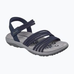 Sandały damskie SKECHERS Reggae Slim Coffee Run. Niebieskie sandały Skechers, bez wzorów, bez obcasa, bez zapięcia. Za 269.99 zł.