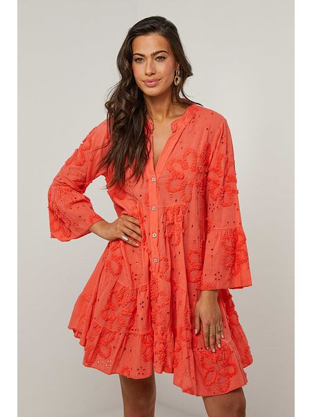 Le Monde du Lin Sukienka w kolorze koralowym rozmiar: 40/42. Pomarańczowe sukienki Le Monde du Lin, bez wzorów, z bawełny, klasyczne, bez kołnierzyka, bez ramiączek, midi. Za 148.61 zł.