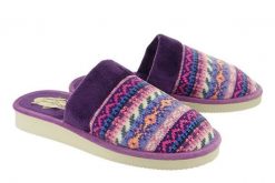 METEOR 071 SWETER NORWESKI fioletowy, kapcie damskie. Fioletowe obuwie domowe Meteor, bez wzorów, bez zapięcia. Za 47.99 zł.