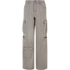 Luźne Spodnie Jeansowe Dla Kobiet. Szare spodnie dresowe Urban Classics, bez wzorów, z jeansu. Za 179.99 zł.
