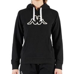 Kappa Damska Bluza Belle Slim Czarna. Czarne bluzy Kappa, s, bez wzorów, z bawełny, z kapturem. Za 240.35 zł.