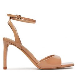 Sandały Aldo. Brązowe sandały Aldo, bez wzorów, bez obcasa, na szpilce, bez zapięcia. Za 309.99 zł.