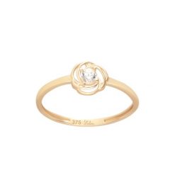 Pierścionek ze złota próby 375 w kształcie róży z cyrkonią. Żółte pierścionki Lilou, z cyrkonią, złote. Za 498.00 zł.