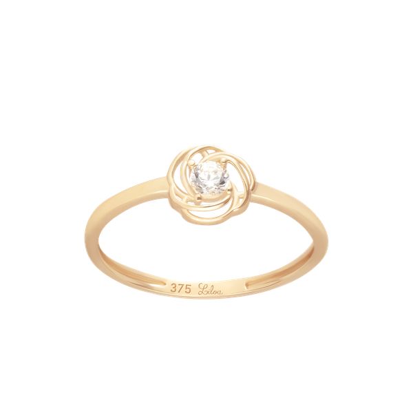 Pierścionek ze złota próby 375 w kształcie róży z cyrkonią. Żółte pierścionki Lilou, z cyrkonią, złote. Za 498.00 zł.