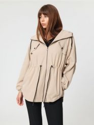 Kurtka parka - beżowy. Brązowe kurtki Sinsay, l, bez wzorów, bez kaptura. Za 139.99 zł.