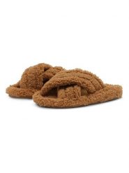 Ilse Jacobsen Skórzane kapcie w kolorze jasnobrązowym rozmiar: 41. Brązowe obuwie domowe Ilse Jacobsen, bez wzorów, z otwartym noskiem, bez zapięcia. Za 122.38 zł.