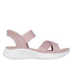 Sandały damskie SKECHERS Ultra Flex 3.0 Never Better. Czerwone sandały Skechers, bez wzorów, sportowe, bez obcasa, bez zapięcia. Za 259.99 zł.