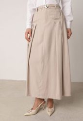 Beżowa Wiskozowa Spódnica o Rozkloszowanym Kroju z Plisami i Paskiem Rolea. Brązowe spódnice Born2be, na co dzień, l, bez wzorów, z wiskozy, eleganckie, maxi, rozkloszowane. Za 129.99 zł.