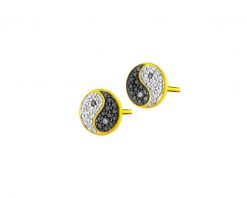 Kolczyki z żółtego złota z diamentami - yin yang - 0,16 ct - próba 585. Żółte kolczyki Apart, z diamentem, złote. Za 2,090.00 zł.