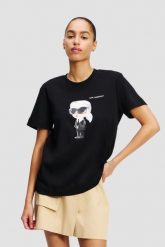 KARL LAGERFELD Czarny t-shirt damski Ikon Aquarelle K, Rozmiar XS. Czarne t-shirty KARL LAGERFELD, s, bez wzorów, bez kołnierzyka, bez ramiączek. W wyprzedaży za 209.99 zł.