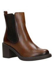 Wojas Skórzane botki w kolorze brązowym rozmiar: 38. Brązowe botki Wojas, bez wzorów, bez obcasa, bez zapięcia. Za 370.71 zł.