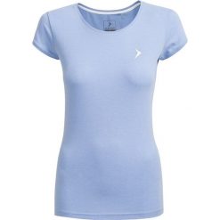 T-shirt damski TSD616 - niebieski melanż - Outhorn. Niebieskie t-shirty Outhorn, bez wzorów, z bawełny, bez kołnierzyka, bez ramiączek. W wyprzedaży za 24.99 zł.