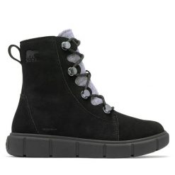 Botki Sorel. Czarne botki Sorel, bez wzorów, bez obcasa, na płaskiej podeszwie, bez zapięcia. Za 679.99 zł.