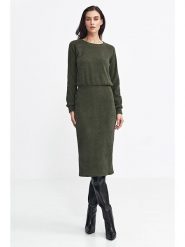 Nife Sukienka w kolorze khaki rozmiar: 40. Brązowe sukienki Nife, bez wzorów, bez kołnierzyka, bez ramiączek, midi. Za 157.73 zł.