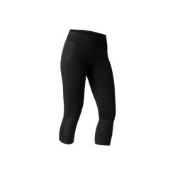 Legginsy Gym & Pilates 7/8 560 damskie. Czarne legginsy DOMYOS, l, bez wzorów, z bawełny, z podwyższonym stanem. W wyprzedaży za 64.99 zł.