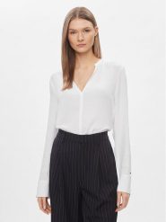 Tommy Hilfiger Bluzka WW0WW40529 Biały Relaxed Fit. Białe bluzki TOMMY HILFIGER, bez wzorów, z wiskozy, bez kołnierzyka, bez ramiączek. Za 339.99 zł.