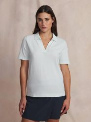 Damska koszulka polo TBS Ritta. Niebieskie koszulki polo Tbs, na lato, uniwersalny, bez wzorów, z bawełny, bez kołnierzyka, bez ramiączek. Za 254.60 zł.