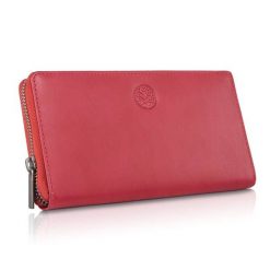 Portfel skórzany BETLEWSKI czerwony BPD-NVTC-360 RED. Czerwone portfele Betlewski, bez wzorów, ze skóry. Za 159.99 zł.