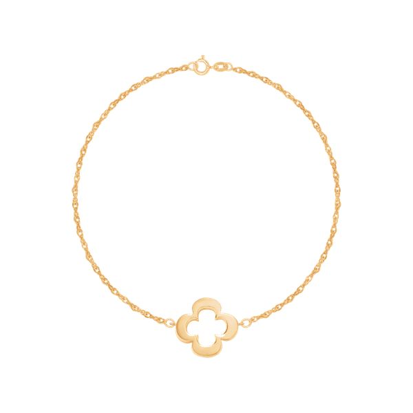 Bransoletka z pozłacaną ażurową koniczyną na łańcuszku. Żółte bransoletki Lilou, pozłacane. Za 129.00 zł.