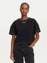 KARL LAGERFELD T-Shirt A3W17019 Czarny Boxy Fit. Czarne t-shirty KARL LAGERFELD, xl, bez wzorów, z bawełny, bez kołnierzyka, bez ramiączek. Za 389.99 zł.