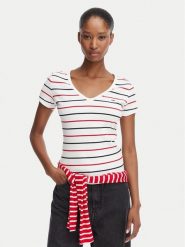 Tommy Jeans T-Shirt DW0DW17385 Biały Slim Fit. Białe t-shirty Tommy Jeans, l, bez wzorów, z bawełny, bez kołnierzyka, bez ramiączek. Za 149.99 zł.