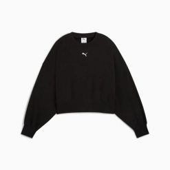 Bluza damska Puma WARDROBE ESS OVER-OVERSIZED TR 62974801. Czarne bluzy Puma, m, bez wzorów, z bawełny, bez kaptura. Za 189.55 zł.