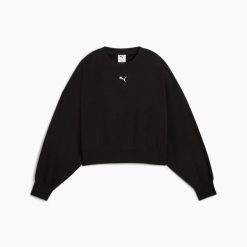 Bluza damska Puma WARDROBE ESS OVER-OVERSIZED TR czarna 62974801 r L. Czarne bluzy Puma, l, bez wzorów, z bawełny, bez kaptura. Za 181.33 zł.