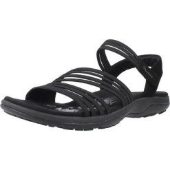 Sandały damskie Skechers Reggae Slim - Coffee. Czarne sandały Skechers, bez wzorów, z materiału, bez obcasa, bez zapięcia. Za 204.99 zł.