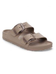 Birkenstock Klapki "Arizona Big Buckle" w kolorze szarobrązowym rozmiar: 38. Brązowe klapki Birkenstock, bez wzorów, z otwartym noskiem, bez obcasa. Za 239.95 zł.