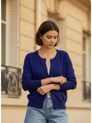 ASSUILI Kardigan w kolorze granatowym rozmiar: 36. Niebieskie kardigany Assuili, bez wzorów. Za 100.99 zł.