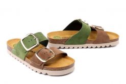 DR. BRINKMANN 700924-07 grun, klapki damskie. Zielone klapki Dr. Brinkmann, bez wzorów, ze skóry, bez obcasa. Za 329.90 zł.