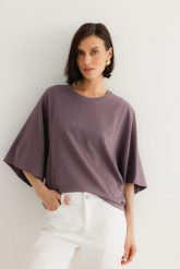 T-SHIRT LUNA LAWENDA M - Flawless. T-shirty Flawless, m, bez wzorów, z bawełny, bez kołnierzyka, bez ramiączek. Za 279.00 zł.