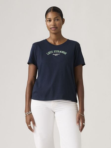 Levi's Koszulka "Favorite" w kolorze granatowym rozmiar: M. Niebieskie bluzki Levi's®, m, bez wzorów, z bawełny, bez kołnierzyka, bez ramiączek. Za 98.95 zł.