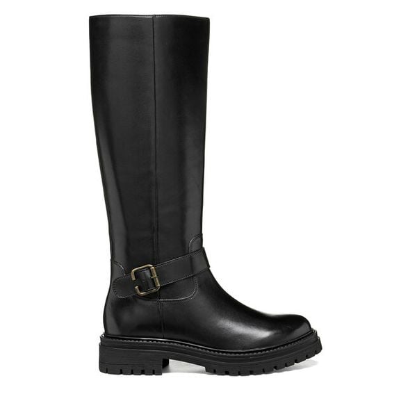 Kozaki Geox. Czarne kozaki Geox, bez obcasa, na płaskiej podeszwie, bez zapięcia. Za 819.99 zł.