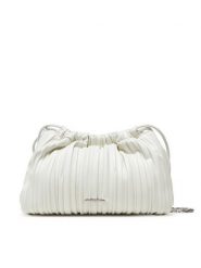 Calvin Klein Torebka Drawstring Plisse Crossbody LV04F3076G Biały. Białe torebki klasyczne Calvin Klein, bez wzorów, ze skóry, bez dodatków. Za 529.99 zł.