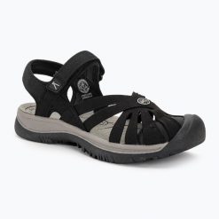 Sandały trekkingowe damskie KEEN Rose. Czarne sandały Keen, bez wzorów, sportowe, bez obcasa, bez zapięcia. W wyprzedaży za 339.00 zł.