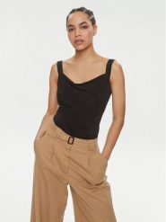 Marella Top Odilia 2413161182 Czarny Regular Fit. Czarne topy Marella, bez wzorów, z jedwabiu, bez kołnierzyka, bez ramiączek. Za 329.99 zł.