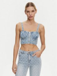 Gaudi Top 511BD46001 Niebieski Slim Fit. Niebieskie topy Gaudi, l, bez wzorów, z bawełny, bez kołnierzyka, bez ramiączek. Za 279.99 zł.