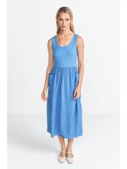 Rich & Royal Sukienka w kolorze błękitnym rozmiar: XL. Niebieskie sukienki Rich & Royal, xl, bez wzorów, z wiskozy, bez kołnierzyka, bez ramiączek, midi. Za 229.95 zł.