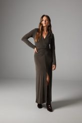 SUKIENKA NICOLE SZARO- BRĄZOWA XS - Flawless. Szare sukienki Flawless, na co dzień, xs, bez wzorów, z materiału, eleganckie, bez kołnierzyka, bez ramiączek, maxi, dopasowane. Za 469.00 zł.